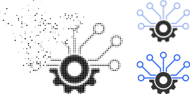 分散像素齿轮传感器图标与半色调图片下载