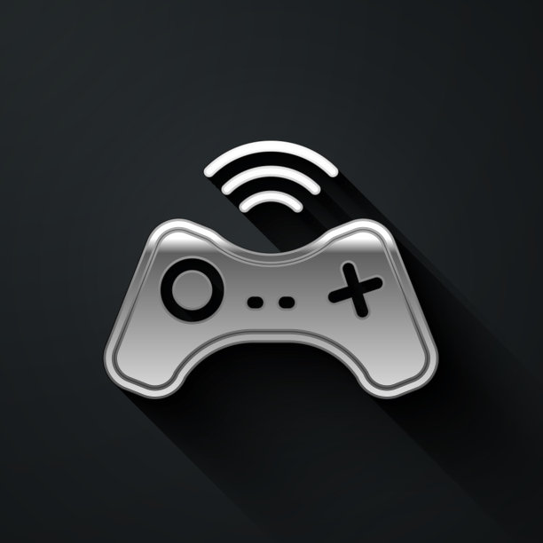 银色无线手柄图标孤立在黑色图片下载