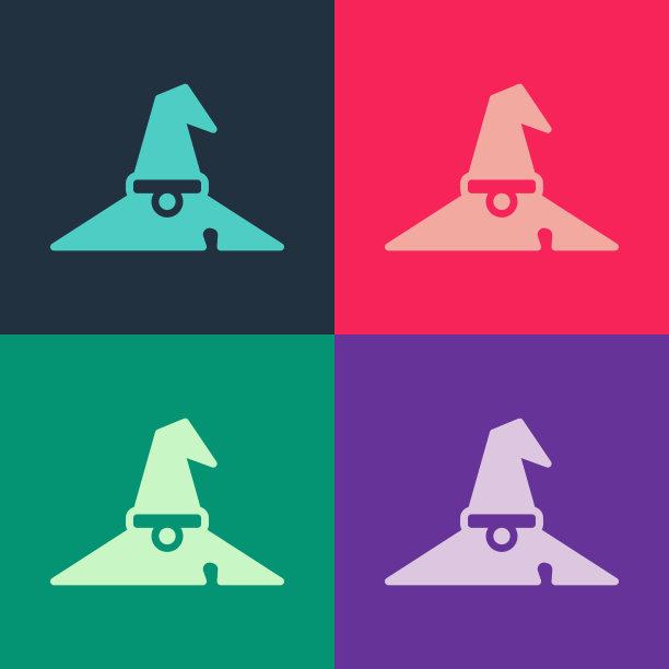 流行艺术女巫帽子图标孤立的颜色图片下载