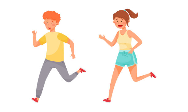年轻男女穿着运动服跑马拉松图片下载