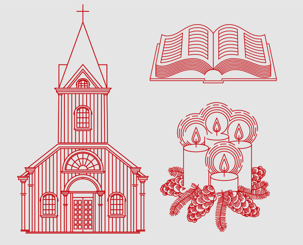 基督教主题的线性绘画图片下载