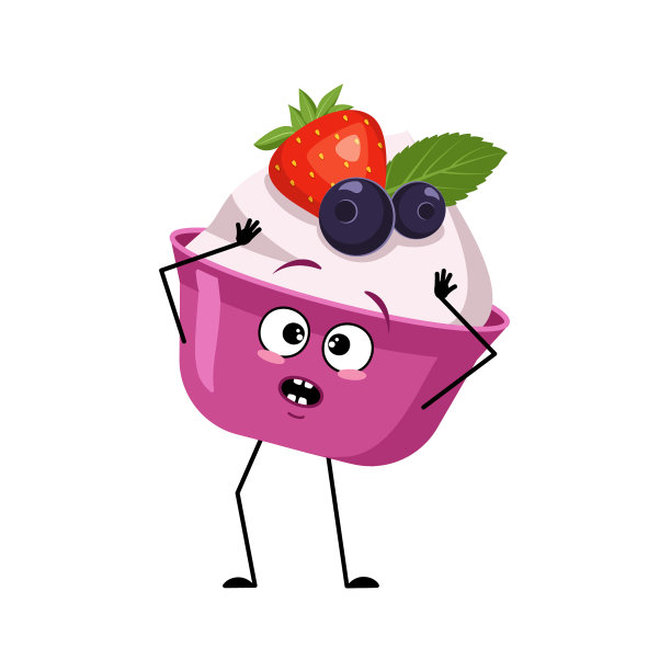 可爱的蛋糕或酸奶人物在一个情感图片下载