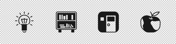 把灯泡书架和书本放在学校教室里图片下载