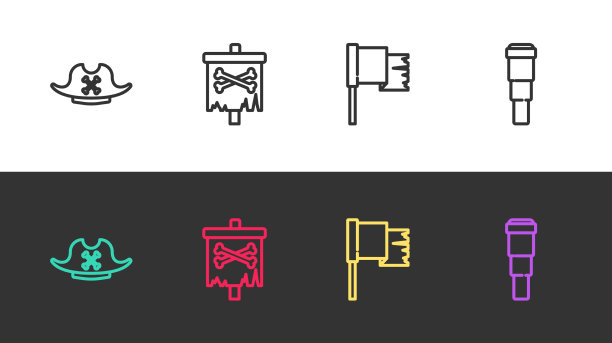 设置行海盗帽旗和望远镜图片下载