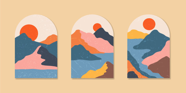 抽象拱现代波西米亚山脉景观图片下载