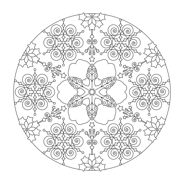 圣诞曼荼罗漂亮的螺旋和星星图片下载