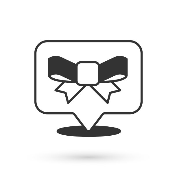 灰色礼物蝴蝶结图标孤立的白色背景图片下载