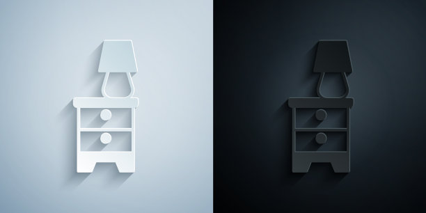 剪纸家具床头柜与灯图标图片下载