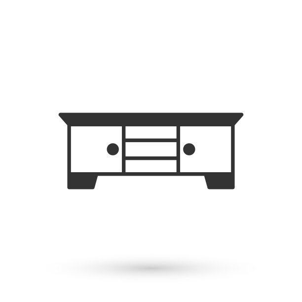 灰色电视台面图标孤立在白色上图片下载