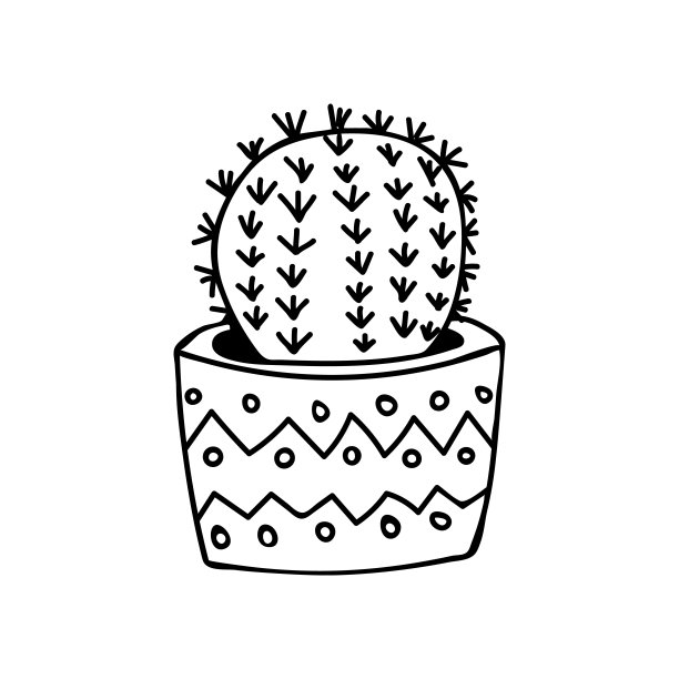 仙人掌涂鸦插图矢量。仙人掌手绘插图。盆栽植物涂鸦插图图片下载
