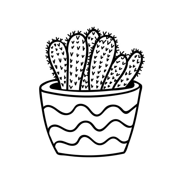 仙人掌涂鸦插图矢量。仙人掌手绘插图。盆栽植物涂鸦插图图片下载
