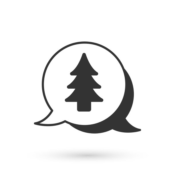 灰色树图标孤立在白色背景图片下载