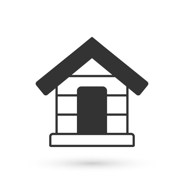 灰色的狗屋图标孤立在白色背景图片下载