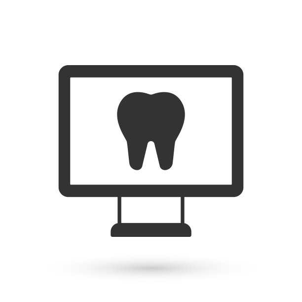 灰色在线牙科护理图标孤立在白色图片下载