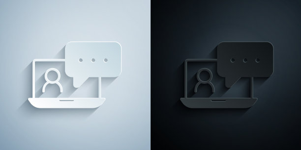 剪纸视频聊天会议图标孤立上图片下载