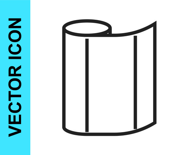 黑色线纺织面料卷图标孤立上图片下载