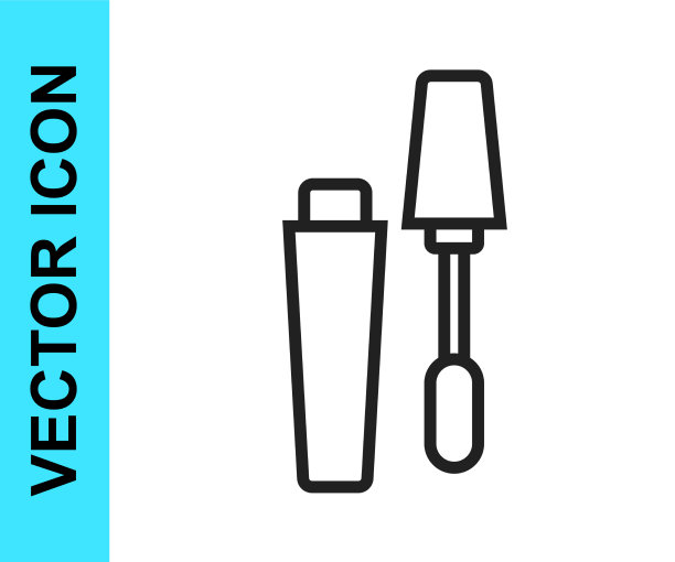 黑色线条睫毛膏刷图标孤立在白色图片下载