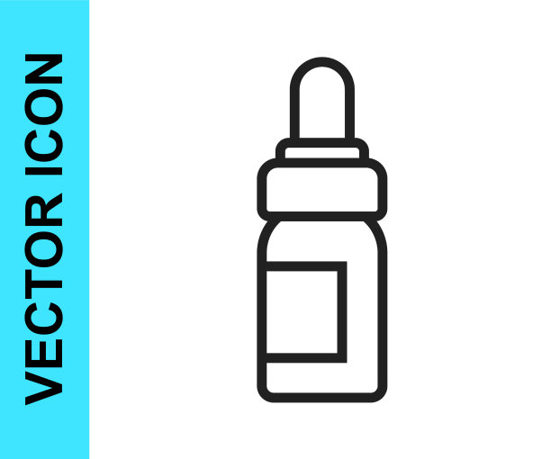 黑线精油瓶图标孤立上图片下载