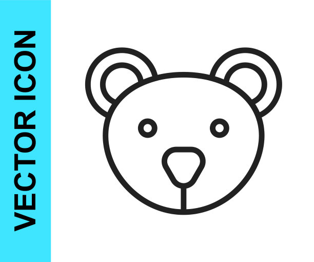 黑色线泰迪熊毛绒玩具图标孤立上图片下载