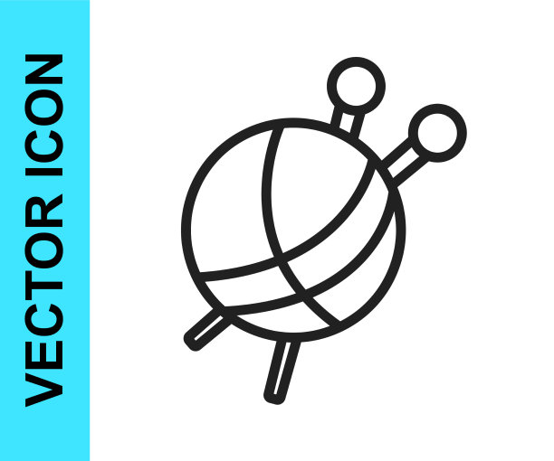 黑色线纱球与针织针图标图片下载