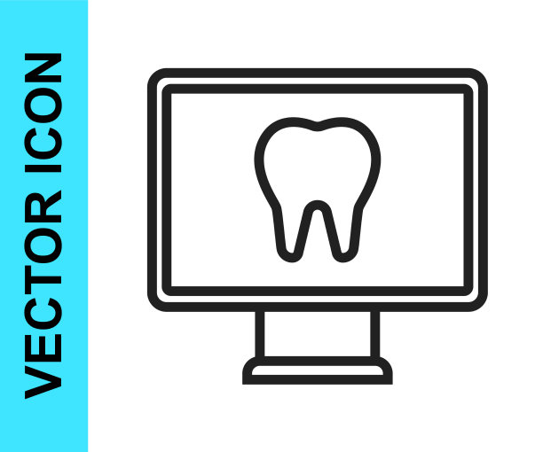 线上黑线牙科护理图标孤立上图片下载