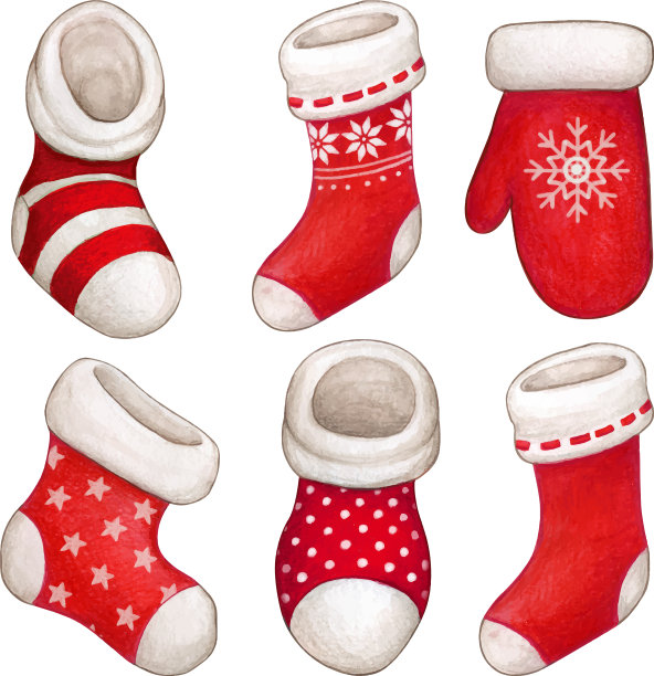 水彩空挂圣诞袜图片下载