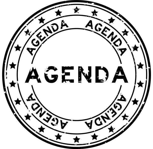 Grunge黑色议程字圆形橡胶印章图片下载