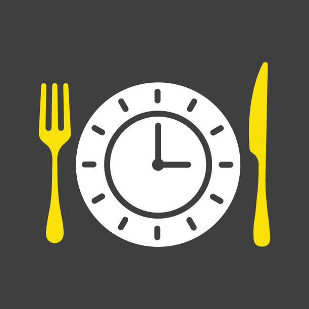 盘子与刀叉与时钟的图标图片下载