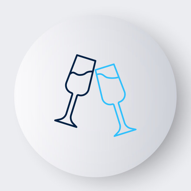 香槟图标孤立在白色玻璃线图片下载