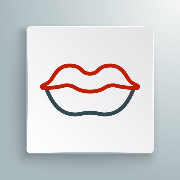 线微笑的唇图标孤立在白色图片下载
