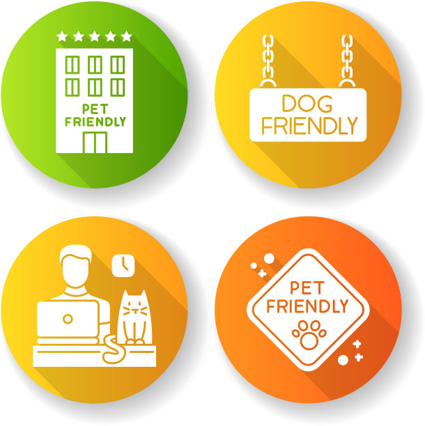 宠物友好型公司扁平设计长阴影图片下载