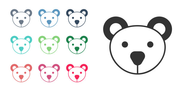 黑色泰迪熊毛绒玩具图标孤立在白色图片下载