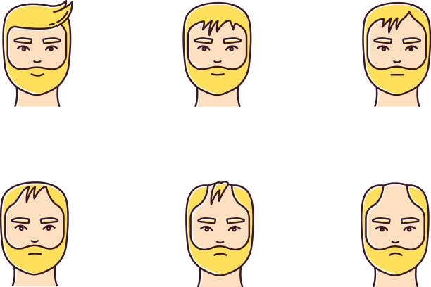 脱发RGB颜色图标设置秃头过程图片下载