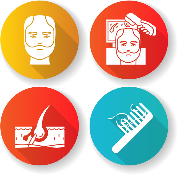 脱发扁平设计长阴影字形图标集图片下载