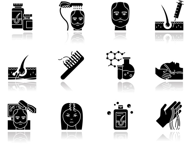 脱发滴阴影黑色字形图标设置头发图片下载