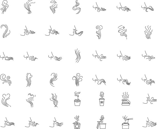 气味像素完美线性图标设置热食物图片下载