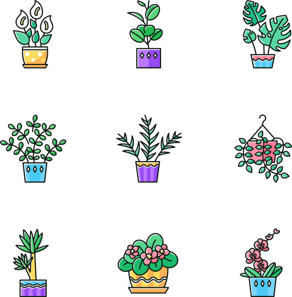 家养植物RGB颜色图标集图片下载