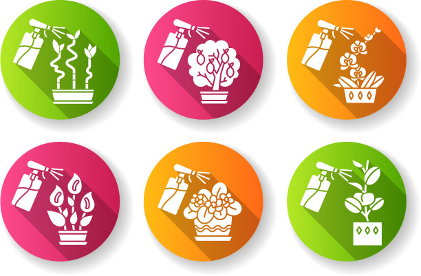 喷药家养植物扁平设计长图片下载