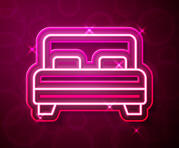 发光的霓虹灯线大床适合两人或一人图片下载