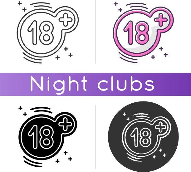 十八加图标线性黑色和RGB颜色图片下载