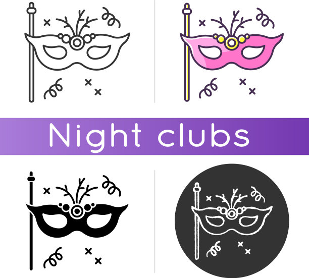 假面面具图标线性黑色和RGB颜色图片下载