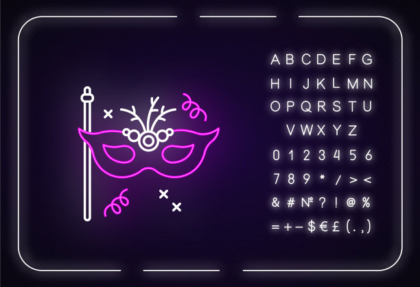 假面舞面具霓虹灯图标外发光图片下载