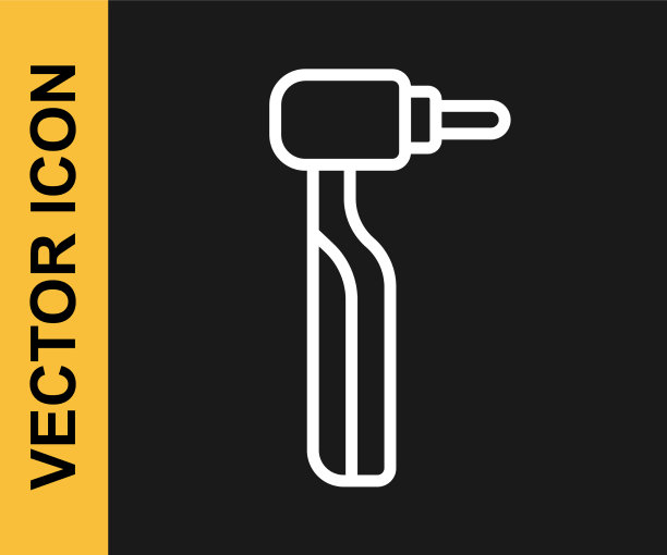 白线牙钻图标孤立在黑色上图片下载