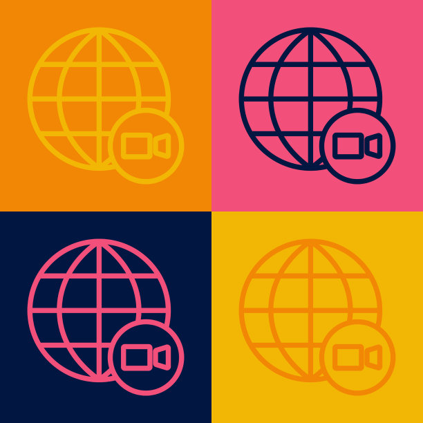 Pop艺术线视频聊天会议图标隔离图片下载