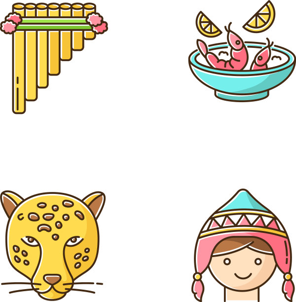 秘鲁RGB彩色图标设置秘鲁艺术美食图片下载