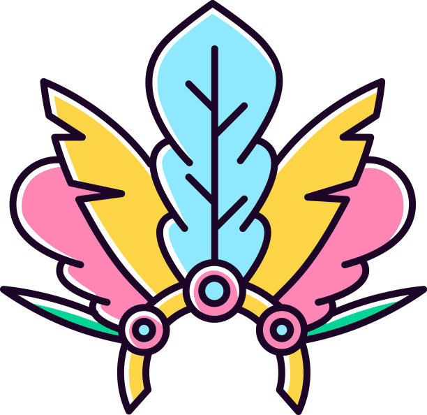 巴西狂欢节头饰黄色RGB彩色图标图片下载