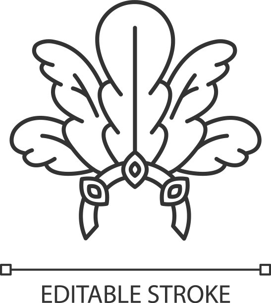 巴西狂欢节头饰像素完美线性图片下载