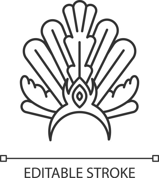 巴西狂欢节头饰像素完美线性图片下载