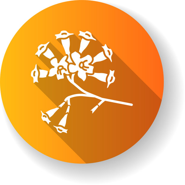 鸡蛋花橙平设计长影子字形图片下载