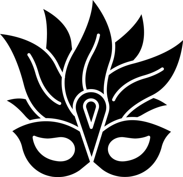 假面舞面具传统黑色字形图标图片下载
